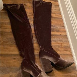 Steve Madden brown velvet thigh high boots